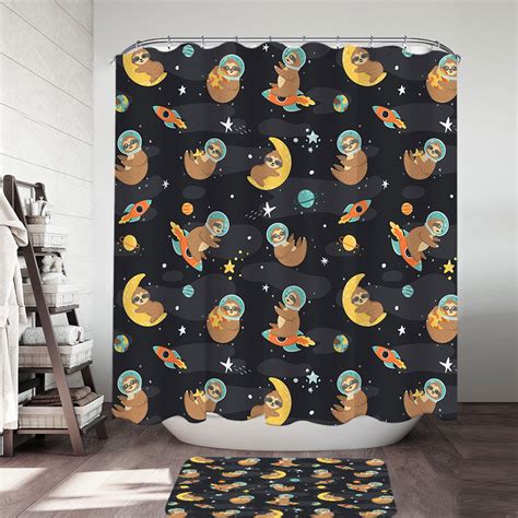 space sloth shower curtain